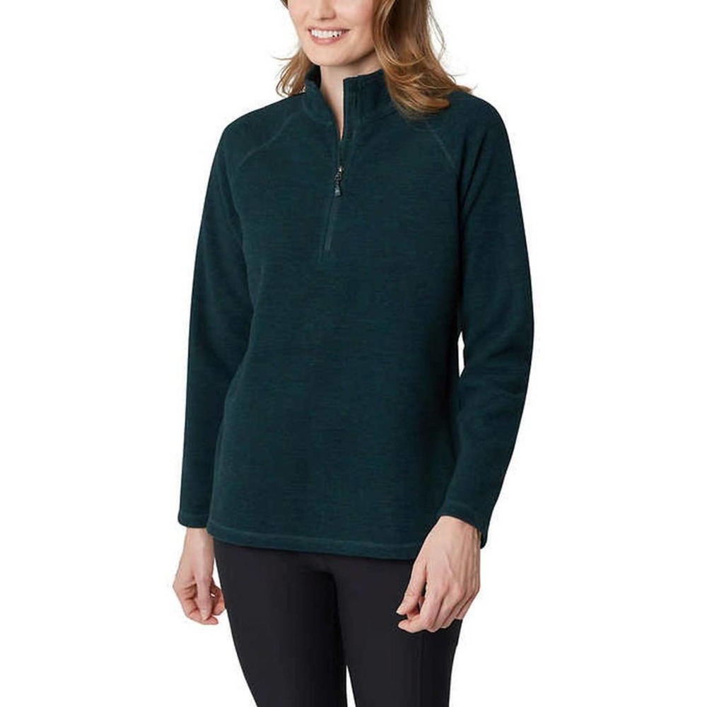 Eddie Bauer Ladies' Quarter Zip Pullover Fleece Ultrasoft 1/4 Zip Green XL - Picture 3 of 10